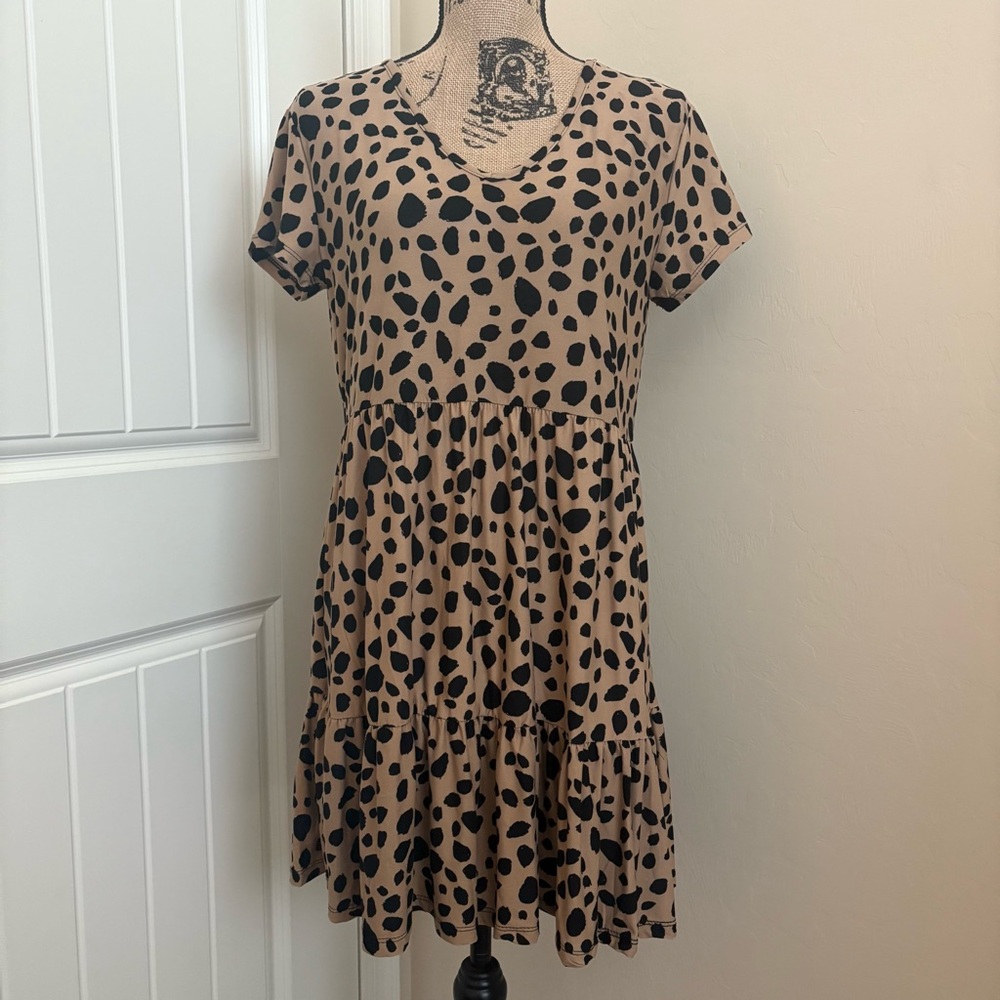 Five 5 Style Leopard Cheetah Print Tiered Dress